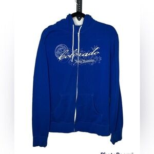 Yesterdays Sportswear Imperfection Colorado Rocky Mtns Zip Up Hoodie Jacket Sz L